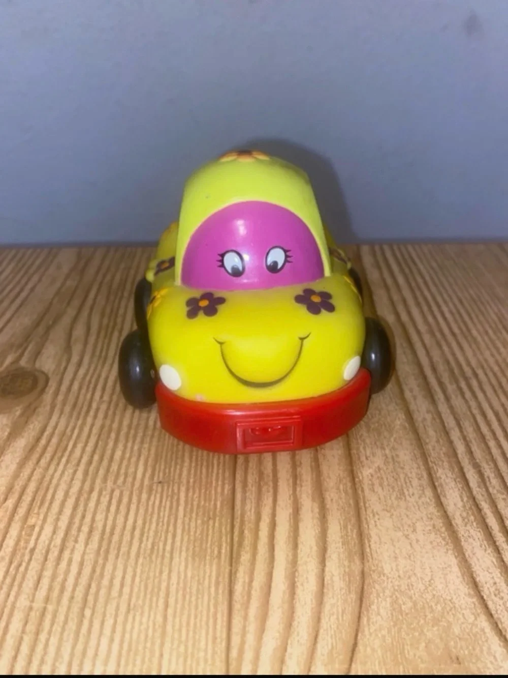 Yellow Flower Smile Toy Car for Kids - Cute Push Toy